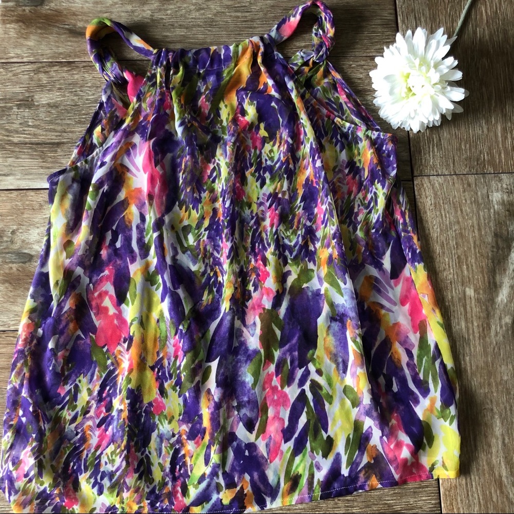 Cabi Semi-Sheer Flowy Watercolor Tank, Size M - Picture 2 of 8